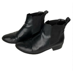 Steve Madden Dover Chelsea Boot Black Leather Chunky Block Heel Size 9